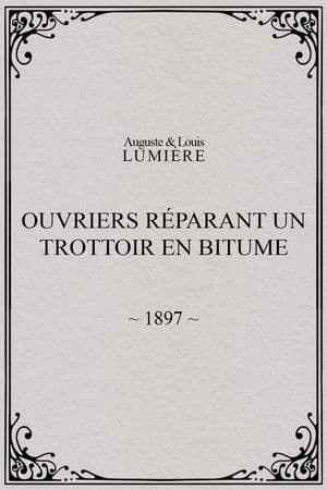 Workers Repairing a Sidewalk with Bitumen